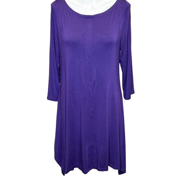 Soft Surroundings purple 3/4 sleeve shark bite tunic top size M - Picture 2 of 14